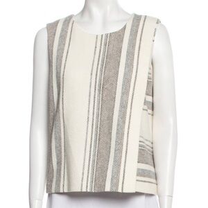 Tory Burch Striped Sleeveless Top in Cream and Gray